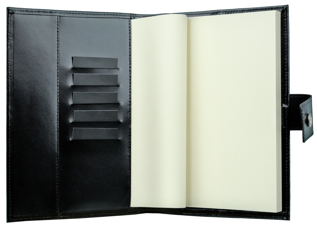 Notizbuch DIN A5 mit Druckknopf | Echtleder | CAMBRIDGE schwarz